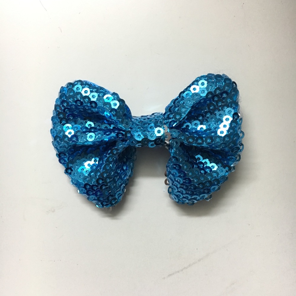 Blue Sequin Bow Hair Clip